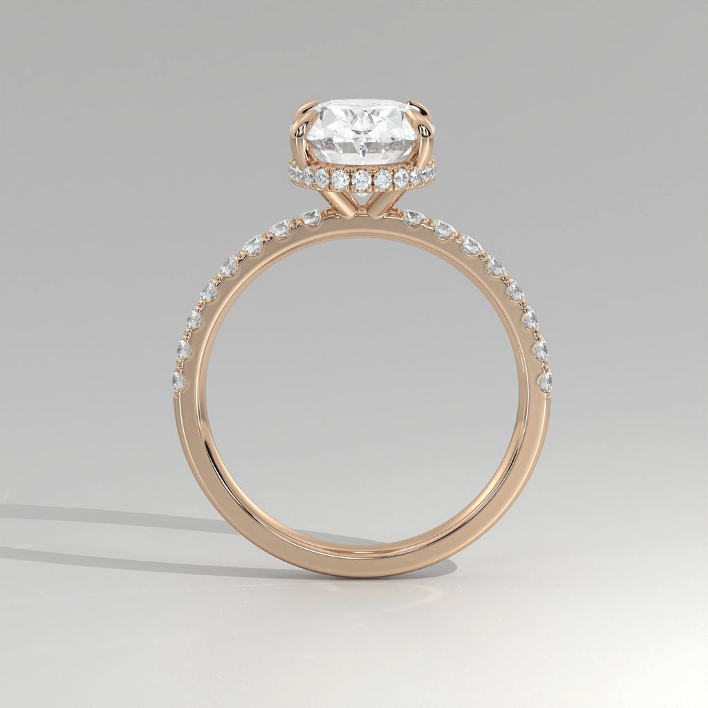 The Sample Solitaire Engagement Rings - 3.0 Carat Oval 14K Rose Gold Engagement Ring