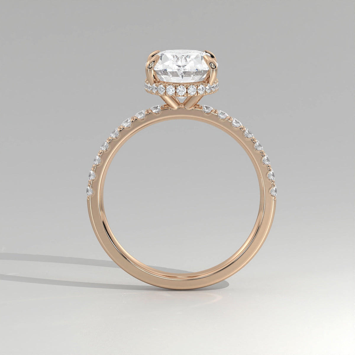 The Sample Solitaire Engagement Rings - 3.0 Carat Oval 14K Rose Gold Engagement Ring