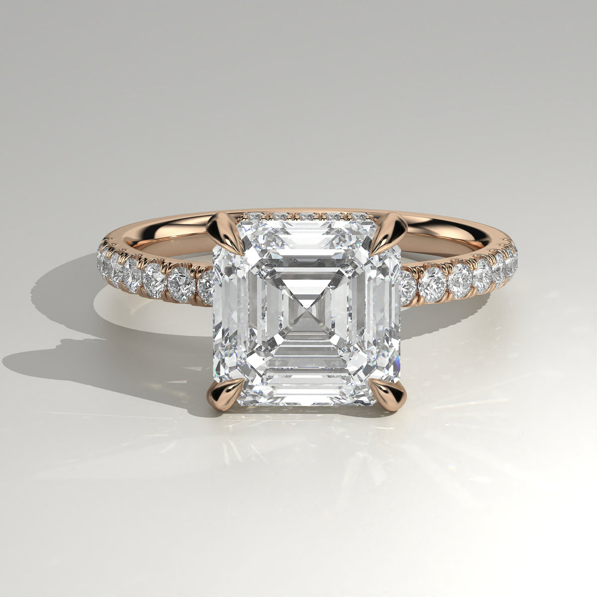 The Sample Solitaire Engagement Rings - 1.0 Carat Asscher 14K Rose Gold Engagement Ring