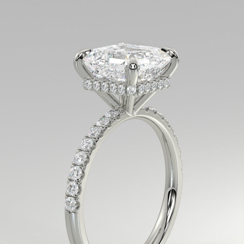 The Sample Solitaire Engagement Rings - 3.0 Carat Asscher 14K White Gold Engagement Ring