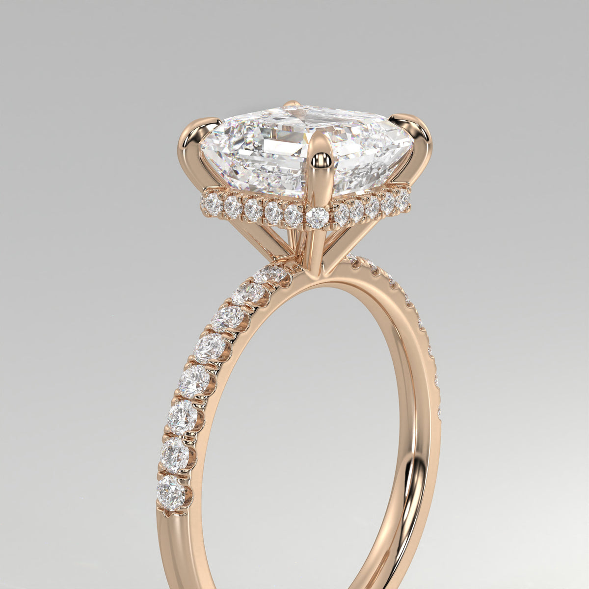 The Sample Solitaire Engagement Rings - 2.5 Carat Asscher 14K Rose Gold Engagement Ring