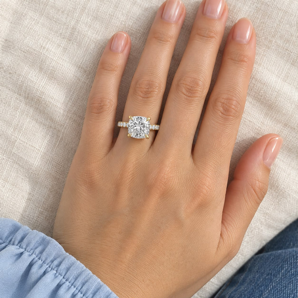 The Sample Solitaire Engagement Rings - 3.5 Carat Cushion 18K Yellow Gold Engagement Ring