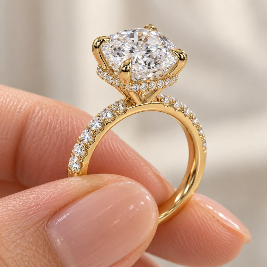 The Sample Solitaire Engagement Rings - 3.5 Carat Cushion 18K Yellow Gold Engagement Ring