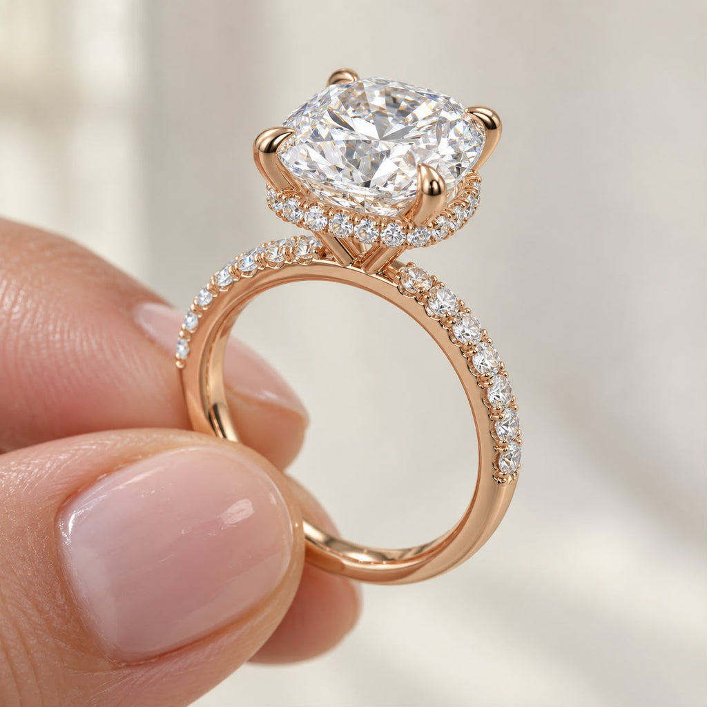 The Sample Solitaire Engagement Rings - 3.0 Carat Cushion 14K Rose Gold Engagement Ring