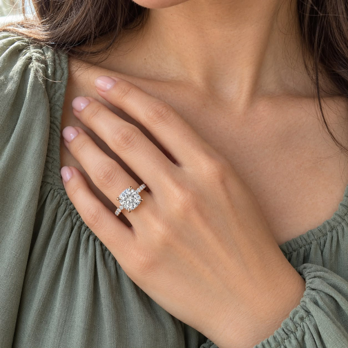 The Sample Solitaire Engagement Rings - 3.0 Carat Cushion 14K Rose Gold Engagement Ring