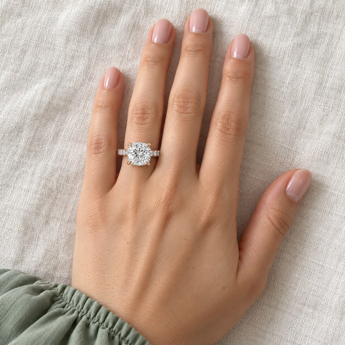 The Sample Solitaire Engagement Rings - 3.0 Carat Cushion 14K Rose Gold Engagement Ring