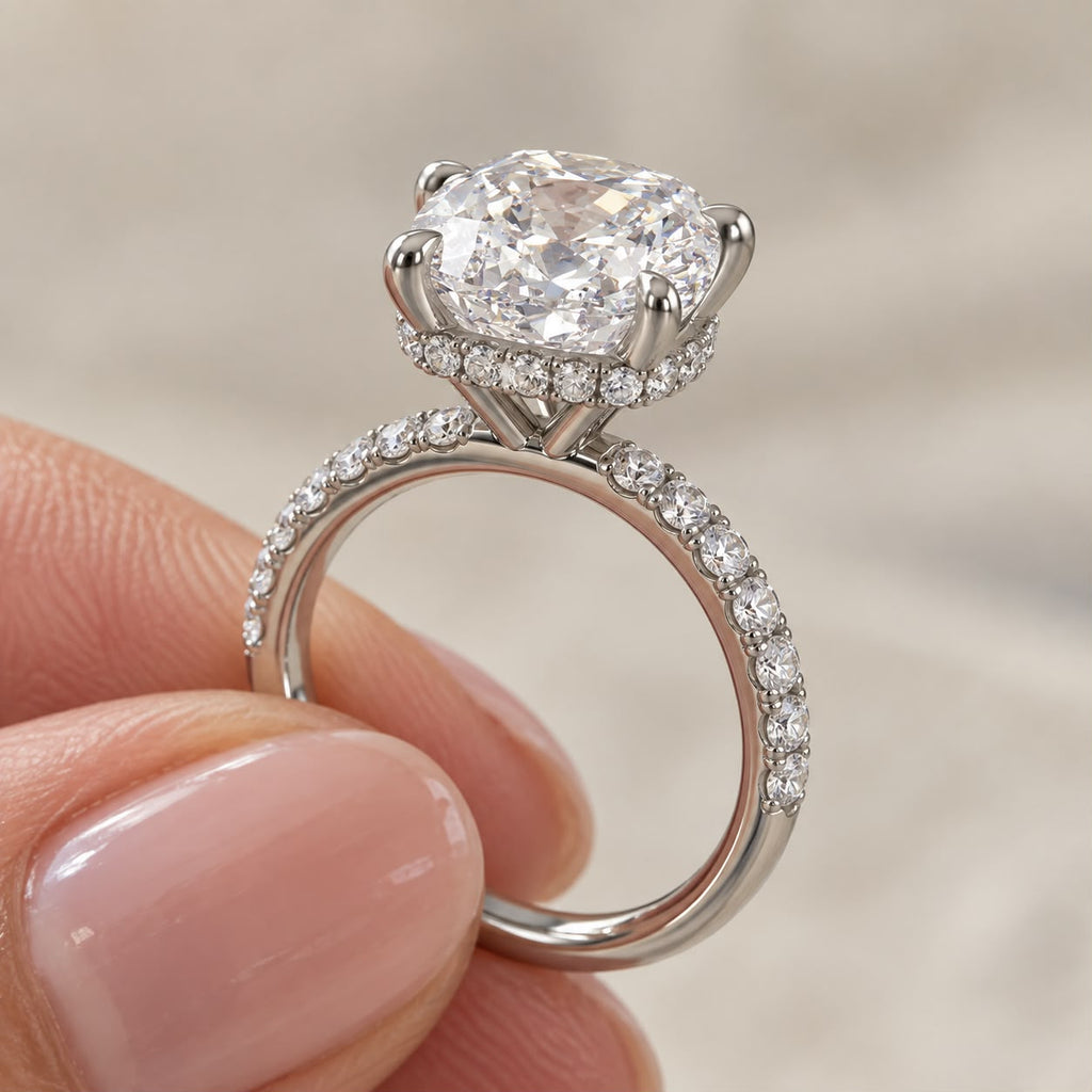 The Sample Solitaire Engagement Rings - 2.5 Carat Cushion 18K White Gold Engagement Ring