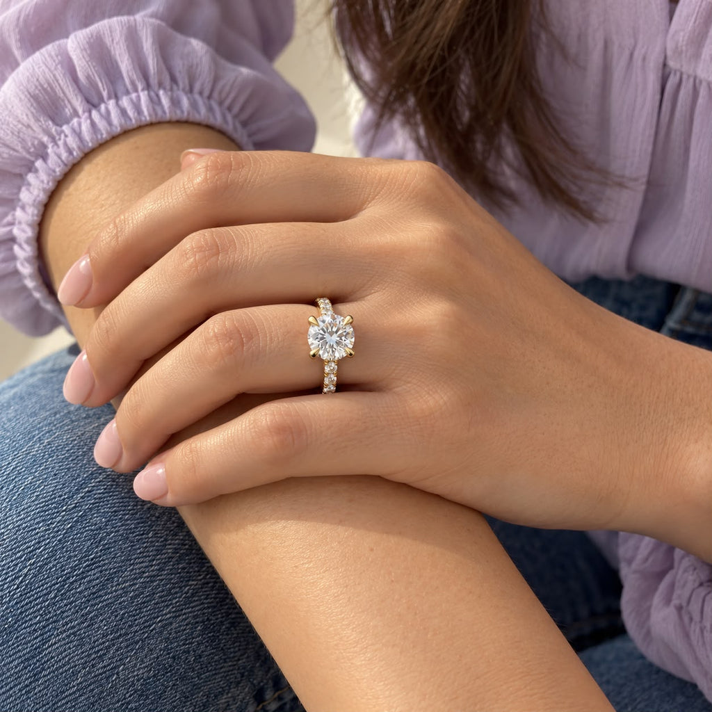 The Sample Solitaire Engagement Rings - 3.0 Carat Round 18K Yellow Gold Engagement Ring