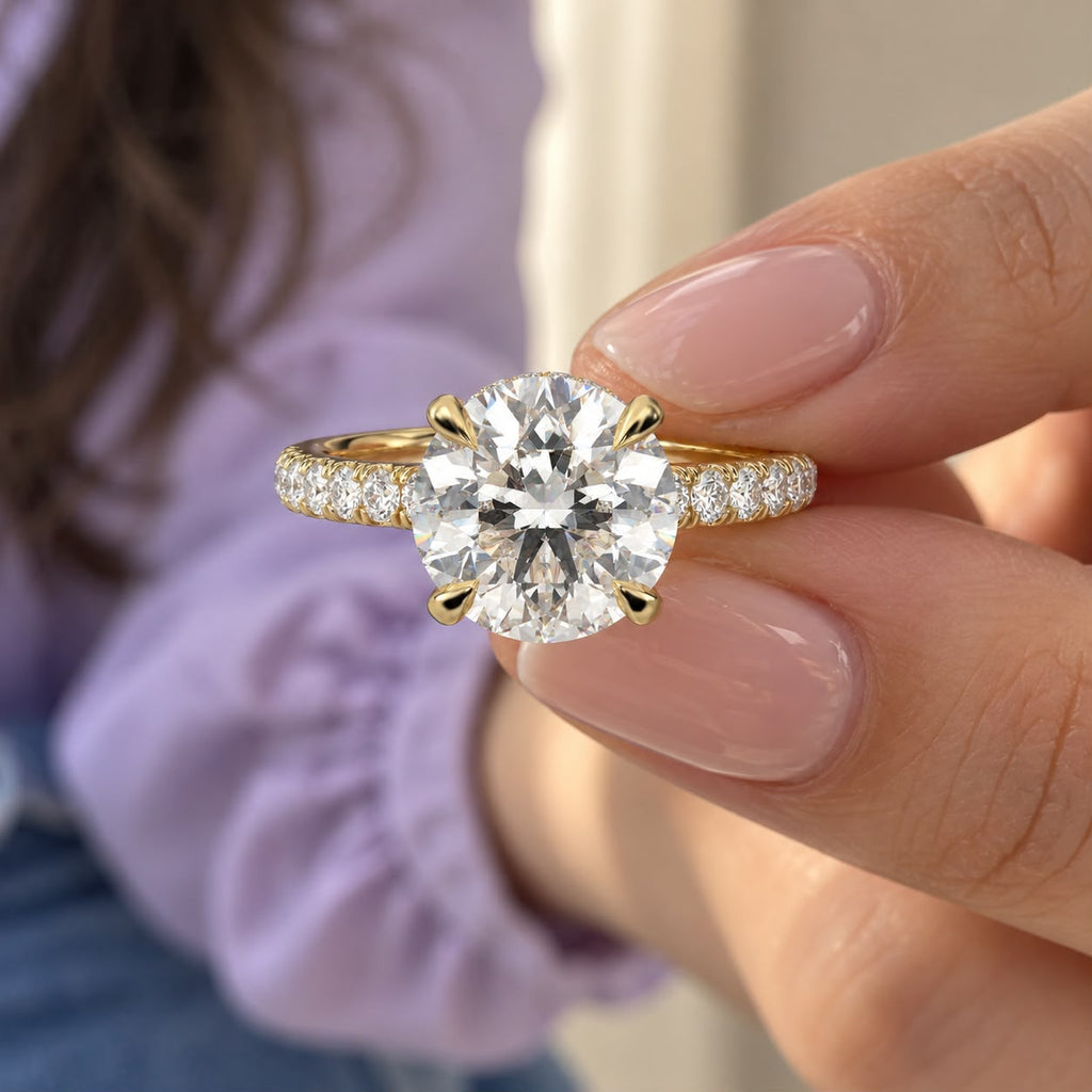 The Sample Solitaire Engagement Rings - 3.0 Carat Round 18K Yellow Gold Engagement Ring