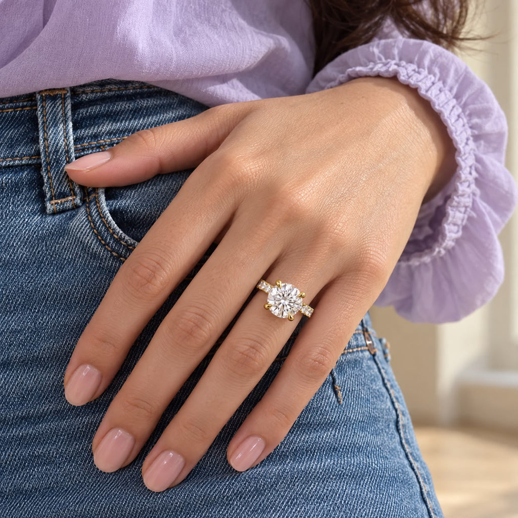 The Sample Solitaire Engagement Rings - 3.0 Carat Round 18K Yellow Gold Engagement Ring