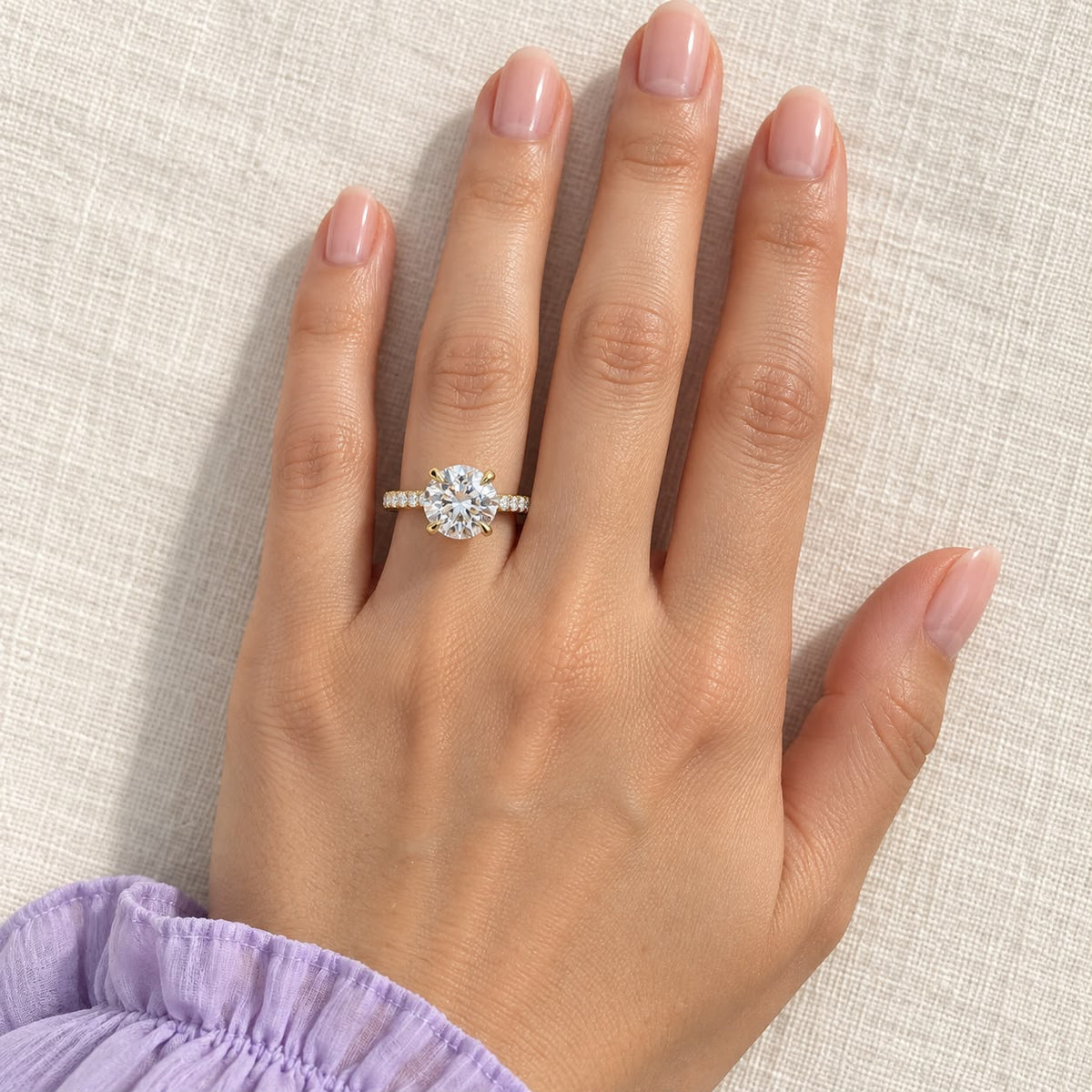 The Sample Solitaire Engagement Rings - 3.0 Carat Round 18K Yellow Gold Engagement Ring
