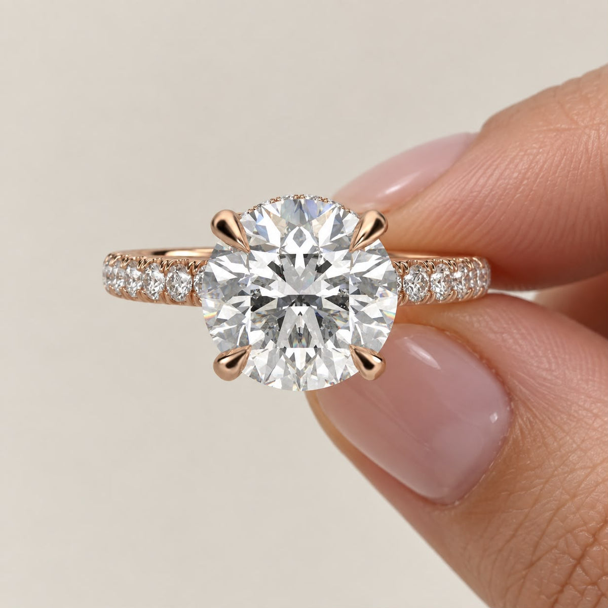 The Sample Solitaire Engagement Rings - 2.0 Carat Round 14K Rose Gold Engagement Ring