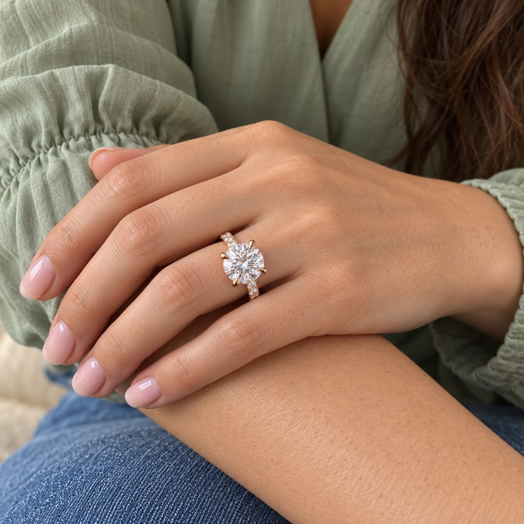The Sample Solitaire Engagement Rings - 2.0 Carat Round 14K Rose Gold Engagement Ring