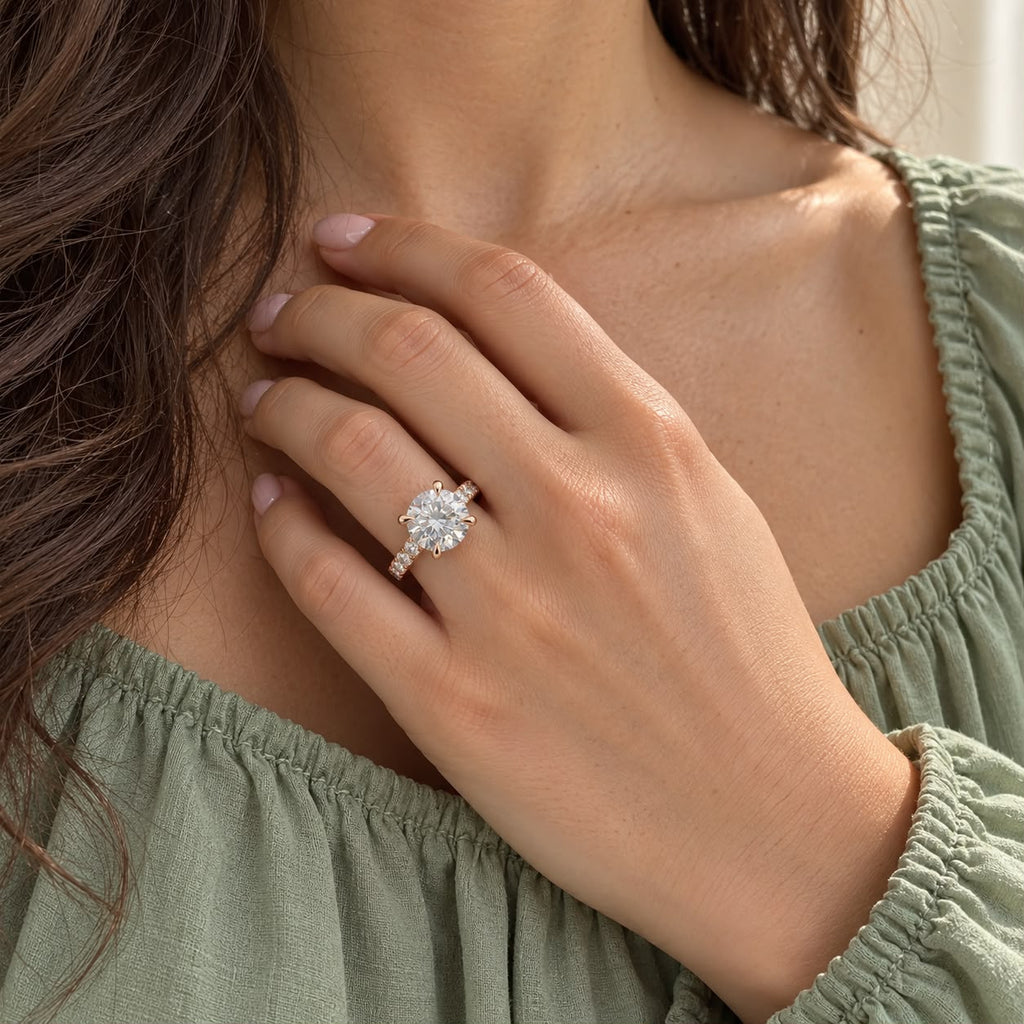 The Sample Solitaire Engagement Rings - 2.0 Carat Round 14K Rose Gold Engagement Ring