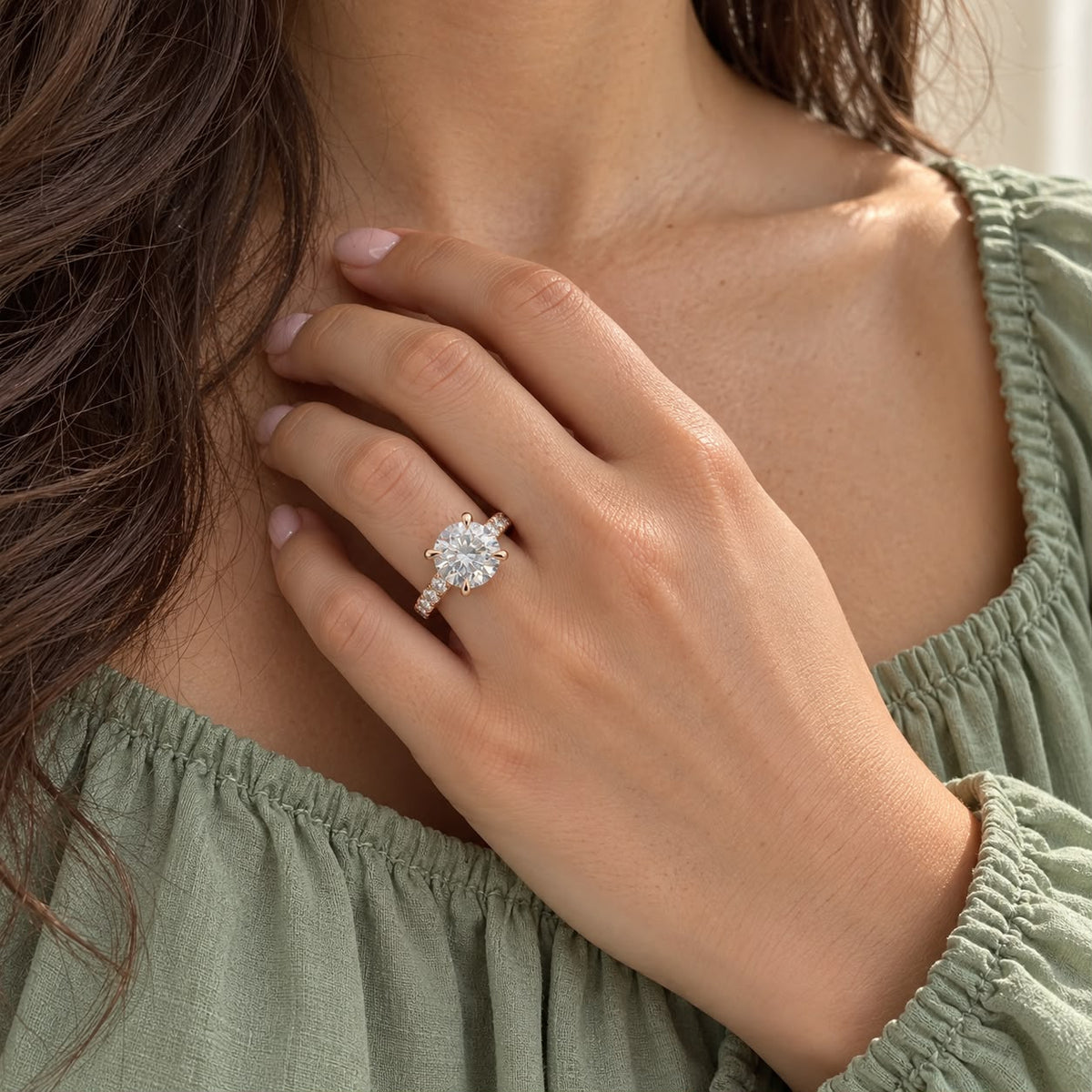 The Sample Solitaire Engagement Rings - 2.0 Carat Round 14K Rose Gold Engagement Ring