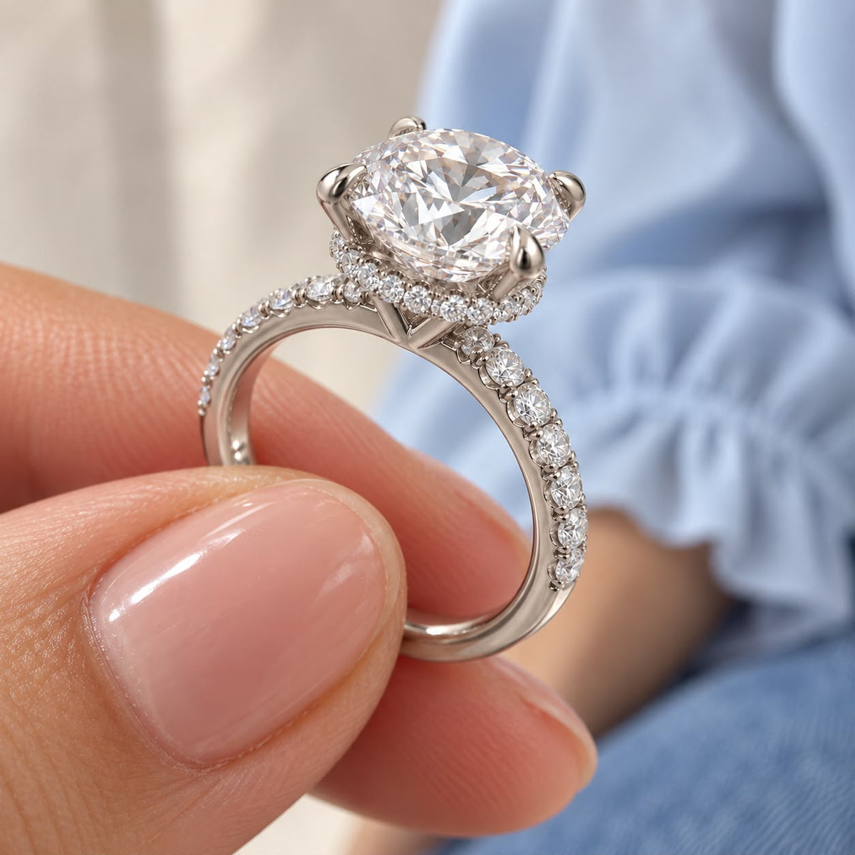 The Sample Solitaire Engagement Rings - 1.0 Carat Round 18K White Gold Engagement Ring