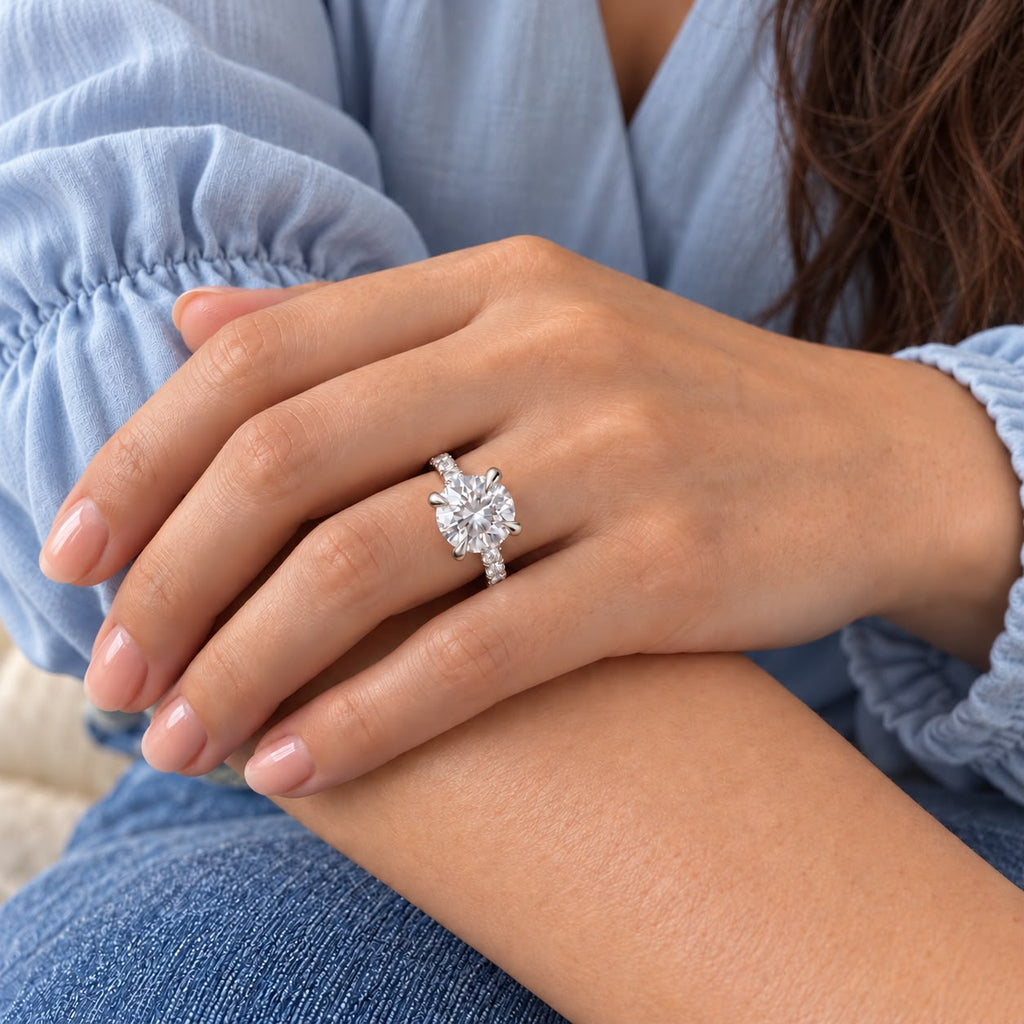 The Sample Solitaire Engagement Rings - 1.0 Carat Round 18K White Gold Engagement Ring