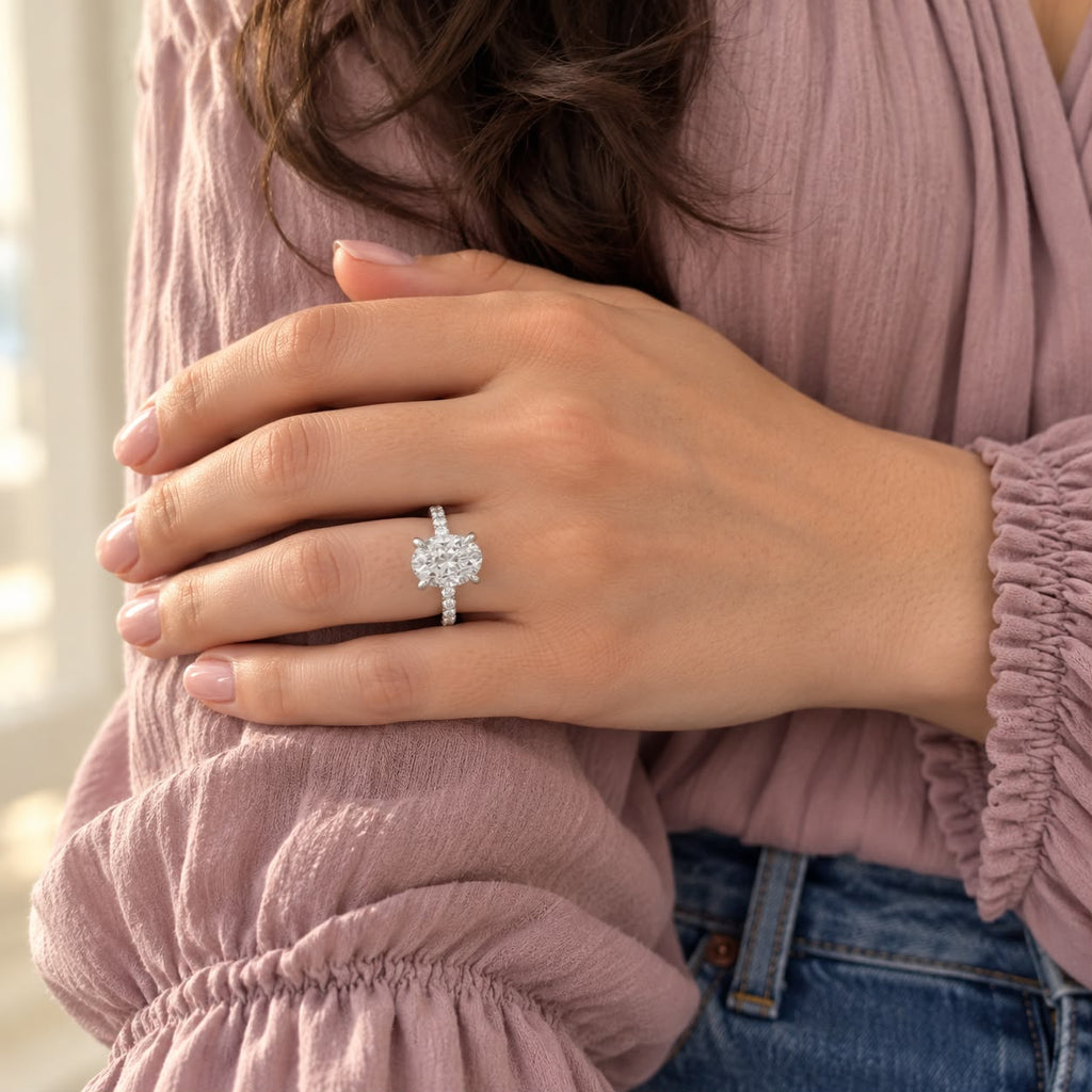 The Sample Solitaire Engagement Rings - 3.5 Carat Oval 14K White Gold Engagement Ring