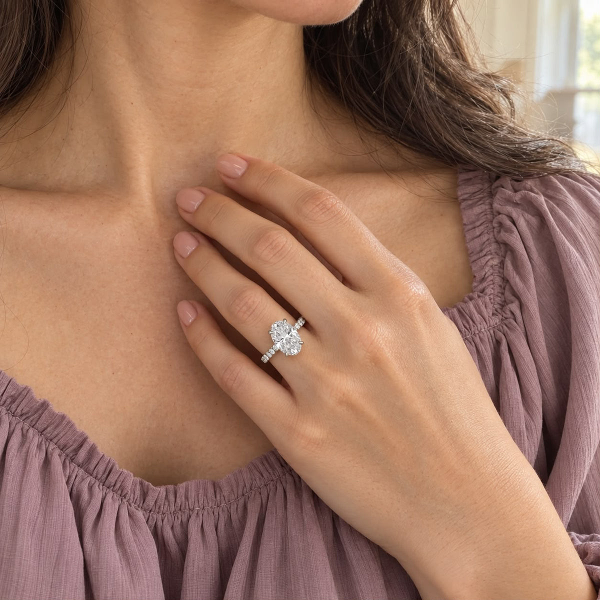 The Sample Solitaire Engagement Rings - 3.5 Carat Oval 14K White Gold Engagement Ring