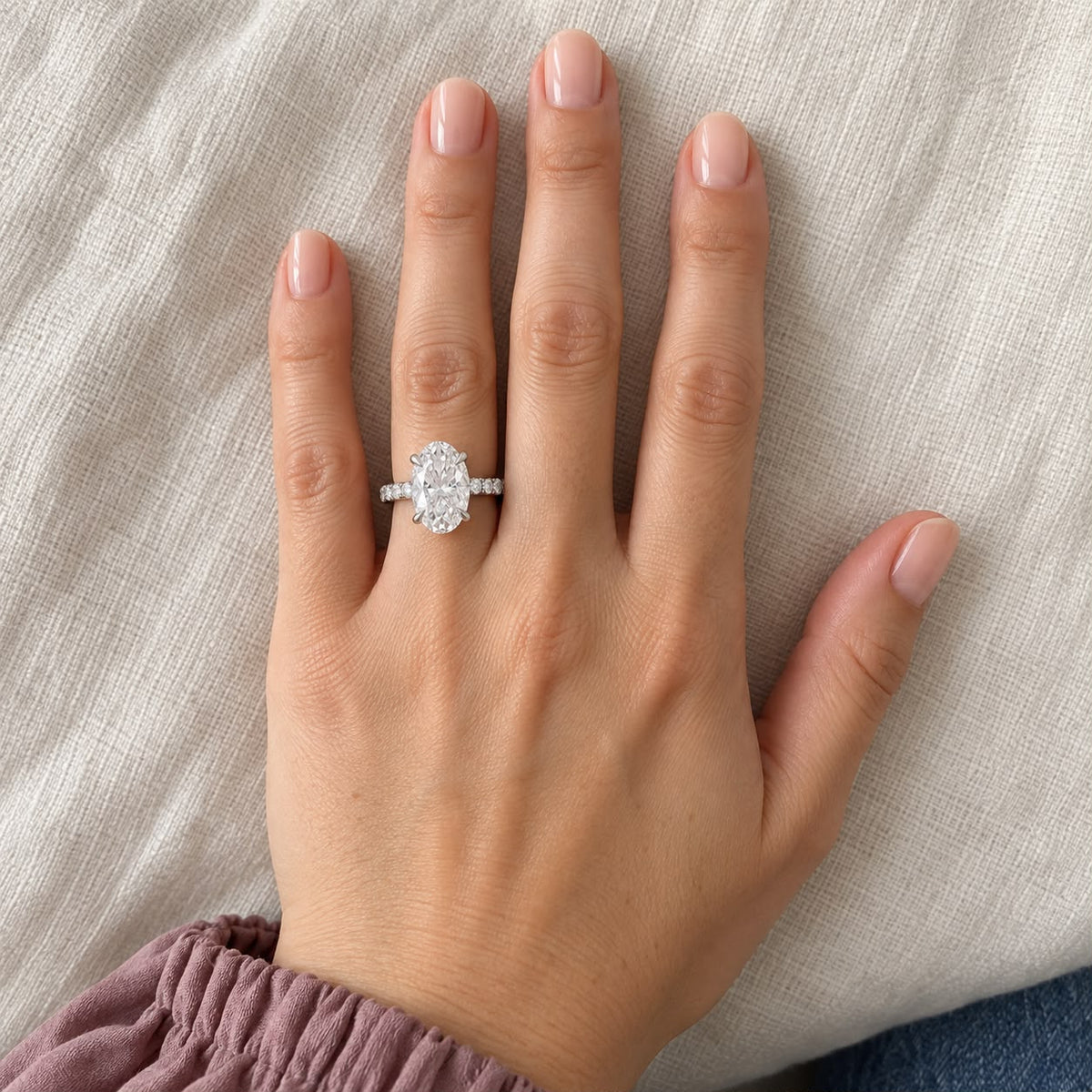 The Sample Solitaire Engagement Rings - 3.5 Carat Oval 14K White Gold Engagement Ring