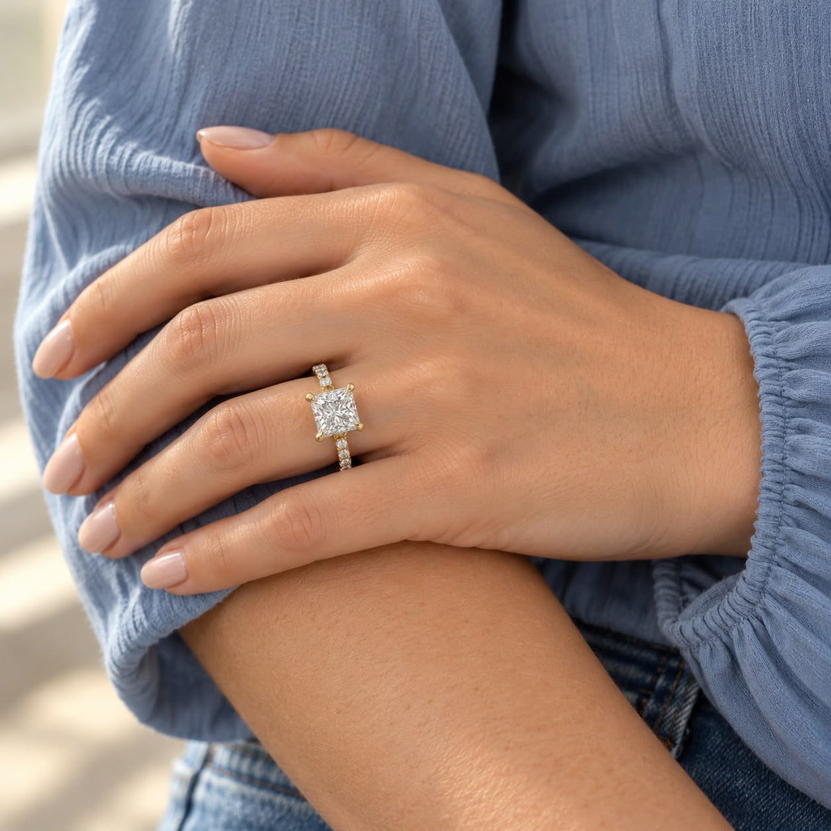 The Sample Solitaire Engagement Rings - 1.5 Carat Princess 18K Yellow Gold Engagement Ring