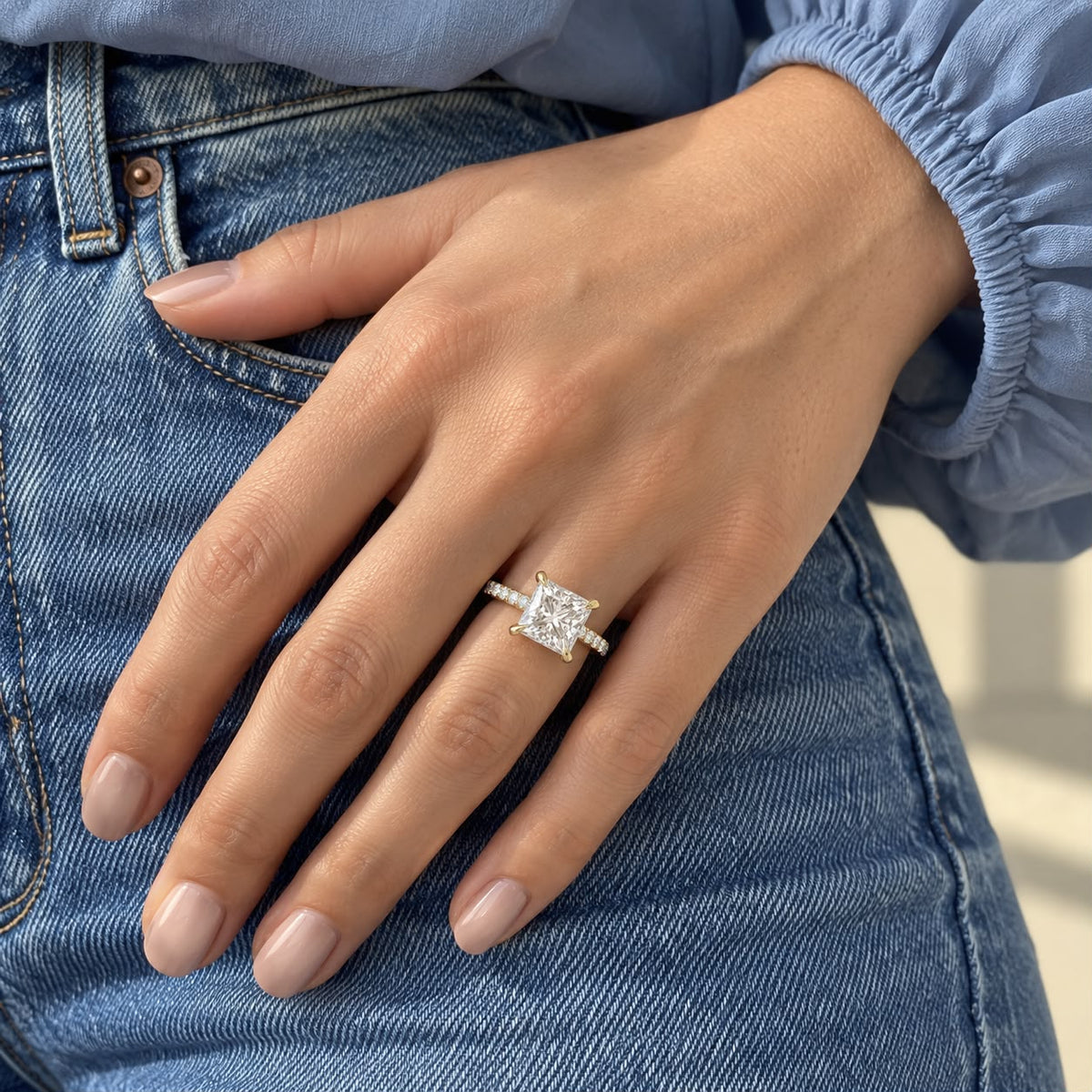 The Sample Solitaire Engagement Rings - 1.5 Carat Princess 18K Yellow Gold Engagement Ring