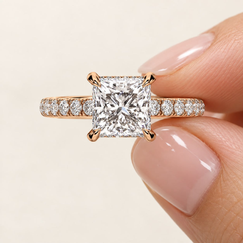 The Sample Solitaire Engagement Rings - 2.5 Carat Princess 14K Rose Gold Engagement Ring