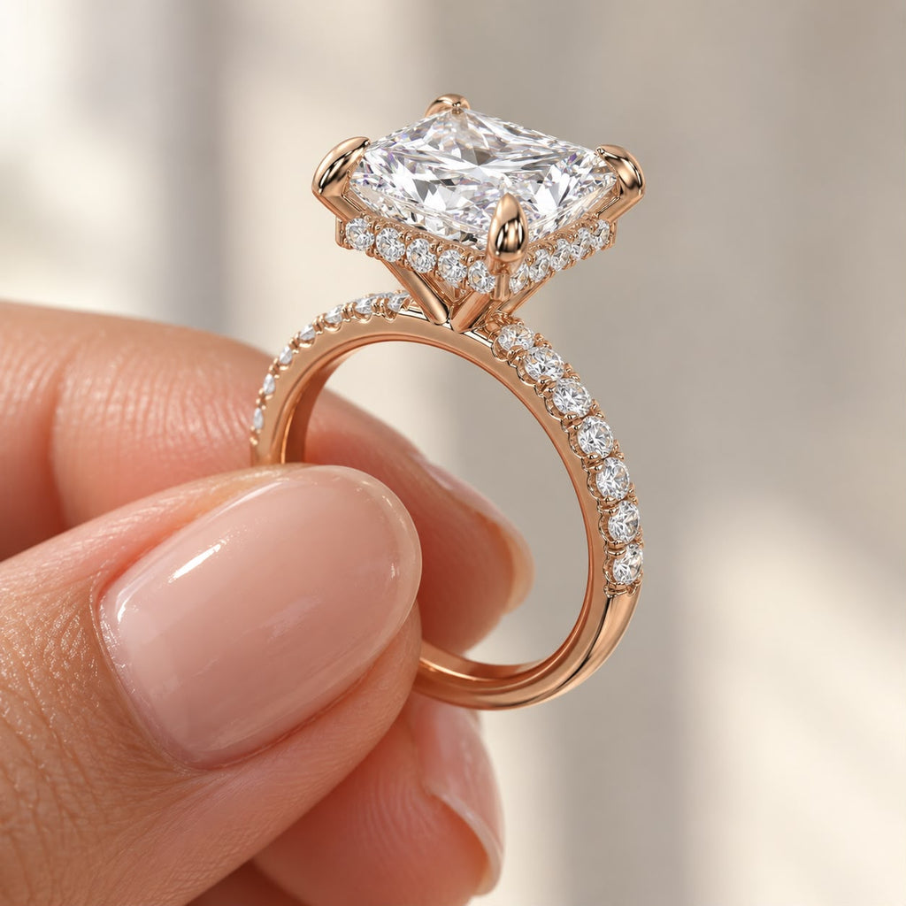 The Sample Solitaire Engagement Rings - 2.5 Carat Princess 14K Rose Gold Engagement Ring