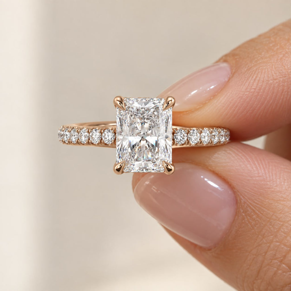 The Sample Solitaire Engagement Rings - 1.5 Carat Radiant 18K Rose Gold Engagement Ring
