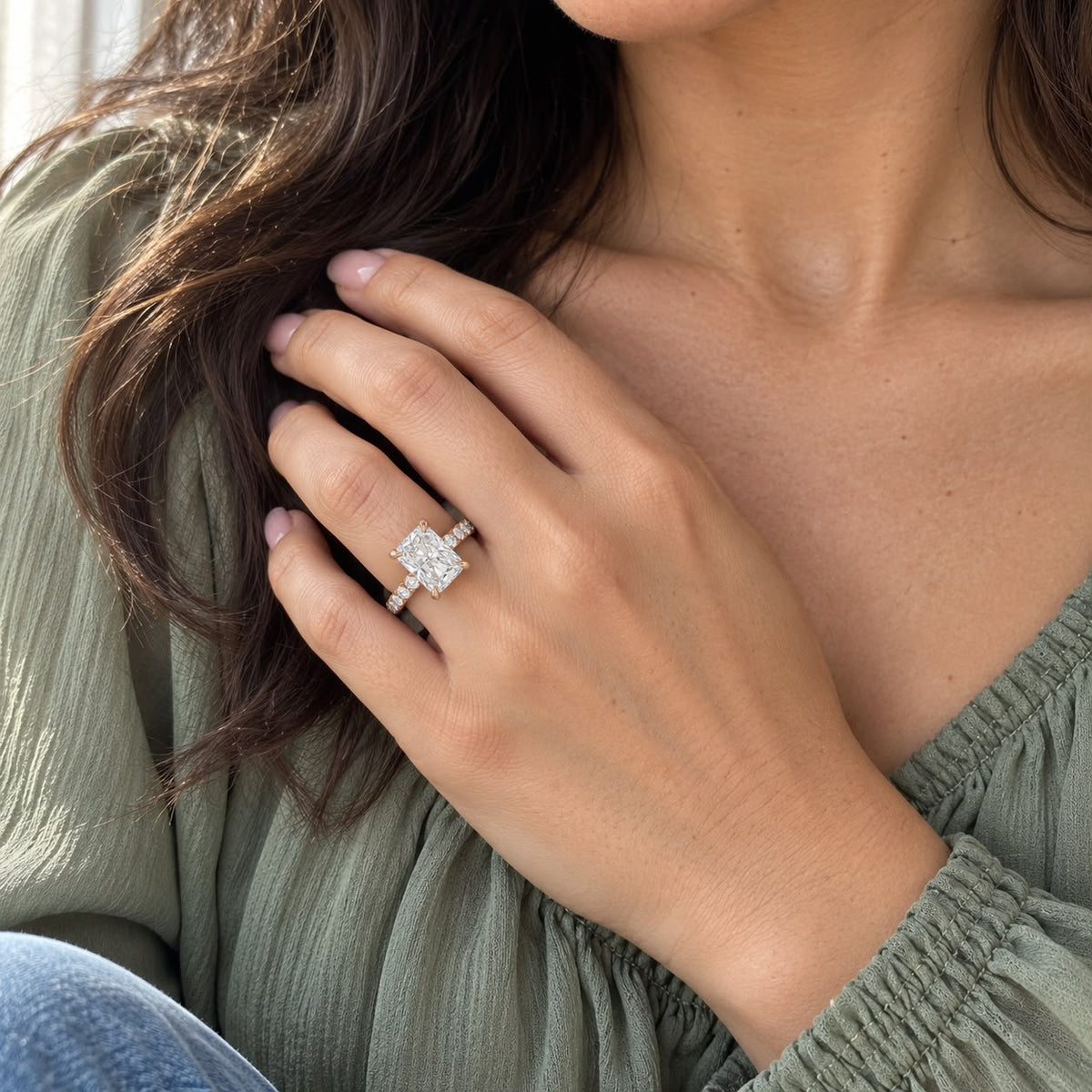 The Sample Solitaire Engagement Rings - 1.5 Carat Radiant 18K Rose Gold Engagement Ring