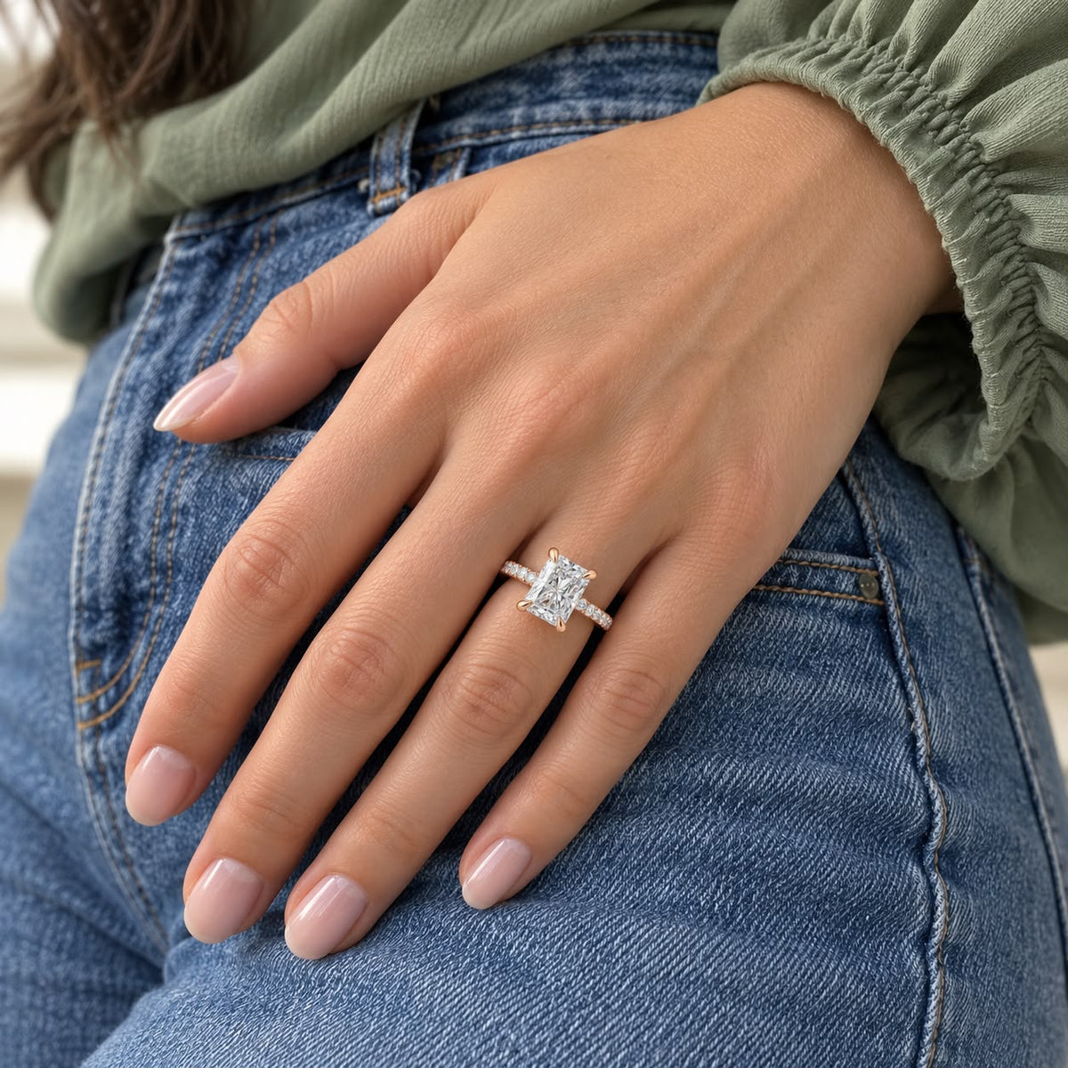 The Sample Solitaire Engagement Rings - 1.5 Carat Radiant 18K Rose Gold Engagement Ring